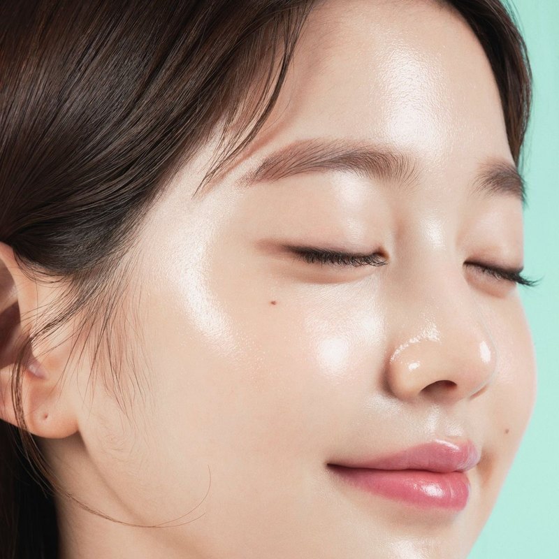 Close-up of clear, hydrated skin