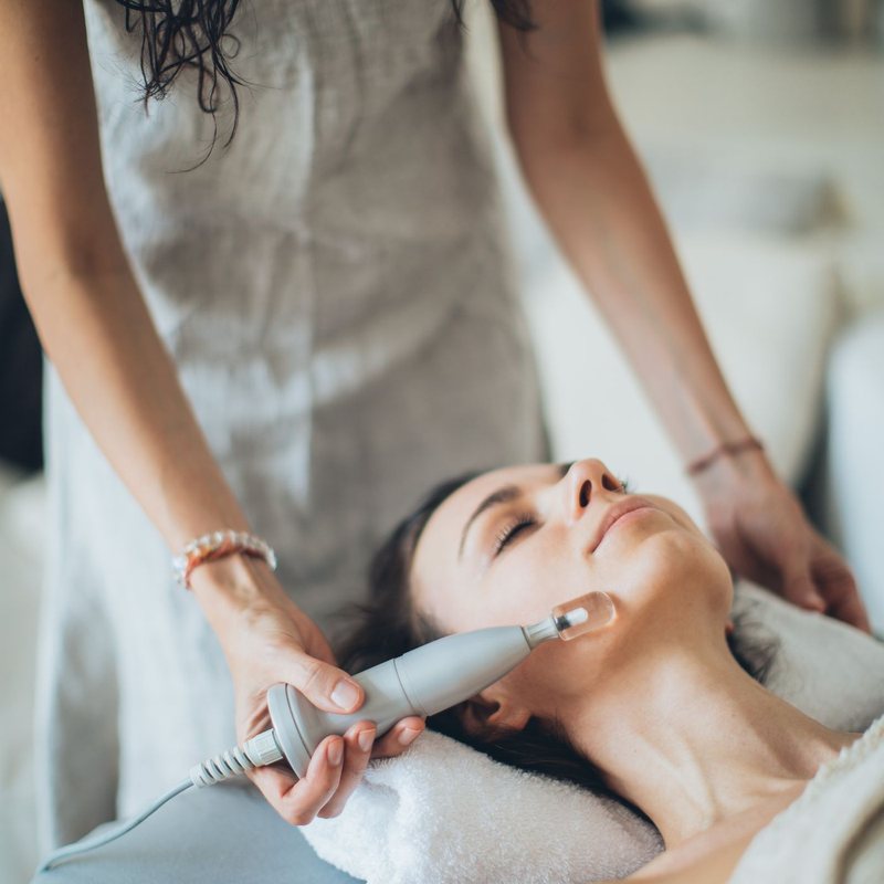A hydrating facial treatment in progress
